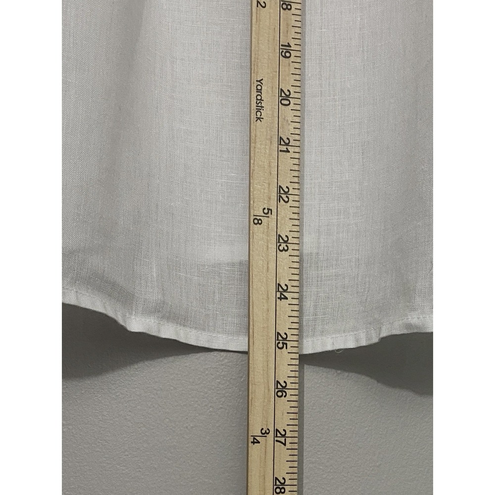 Womens 100% Linen Button Up Shirt Small White Boxy Minimalist Coastal Resort - Picture 5 of 8